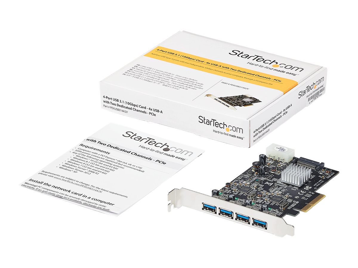 StarTech.com PEXUSB314A2V2 4-Port USB 3.2 Gen 2 PCIe Erweiterungskarte 10 Gbit/s SuperSpeed USB-A Silber