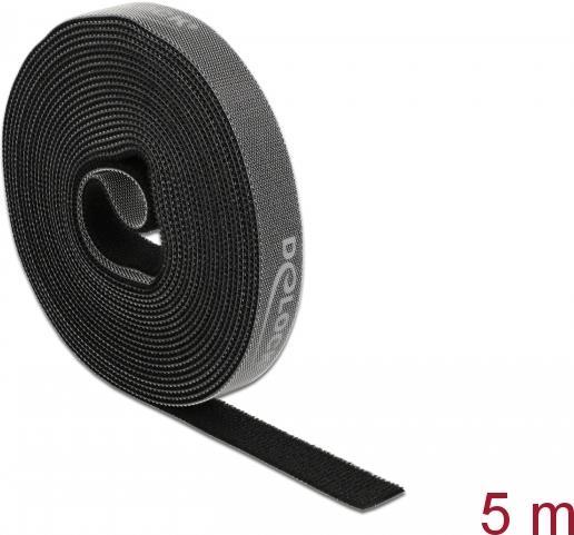 DELOCK Klettband auf Rolle L 5m x B 15mm schwarz