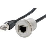 EXSYS GmbH Einbau-Adapter Metall RJ45 Buchse zu Stecker, 30 cm (EX-49184)