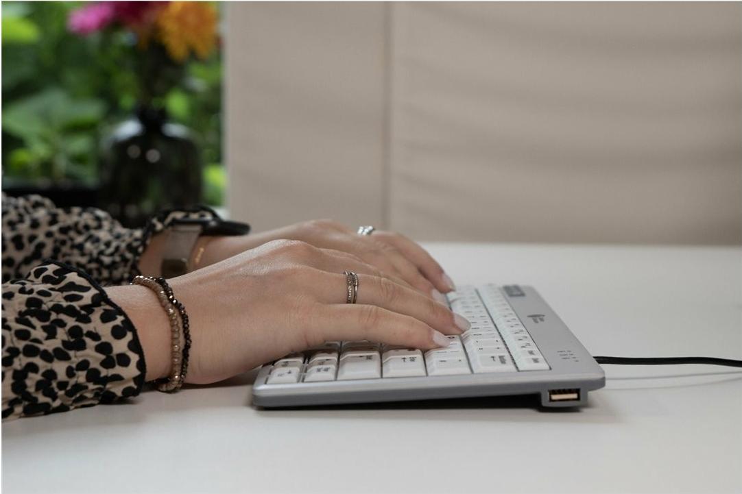 BakkerElkhuizen UltraBoard 950 V2 Compact Kabelgebundene Tastatur QWERTZ USB-C Hellgrau, Dunkelgrau