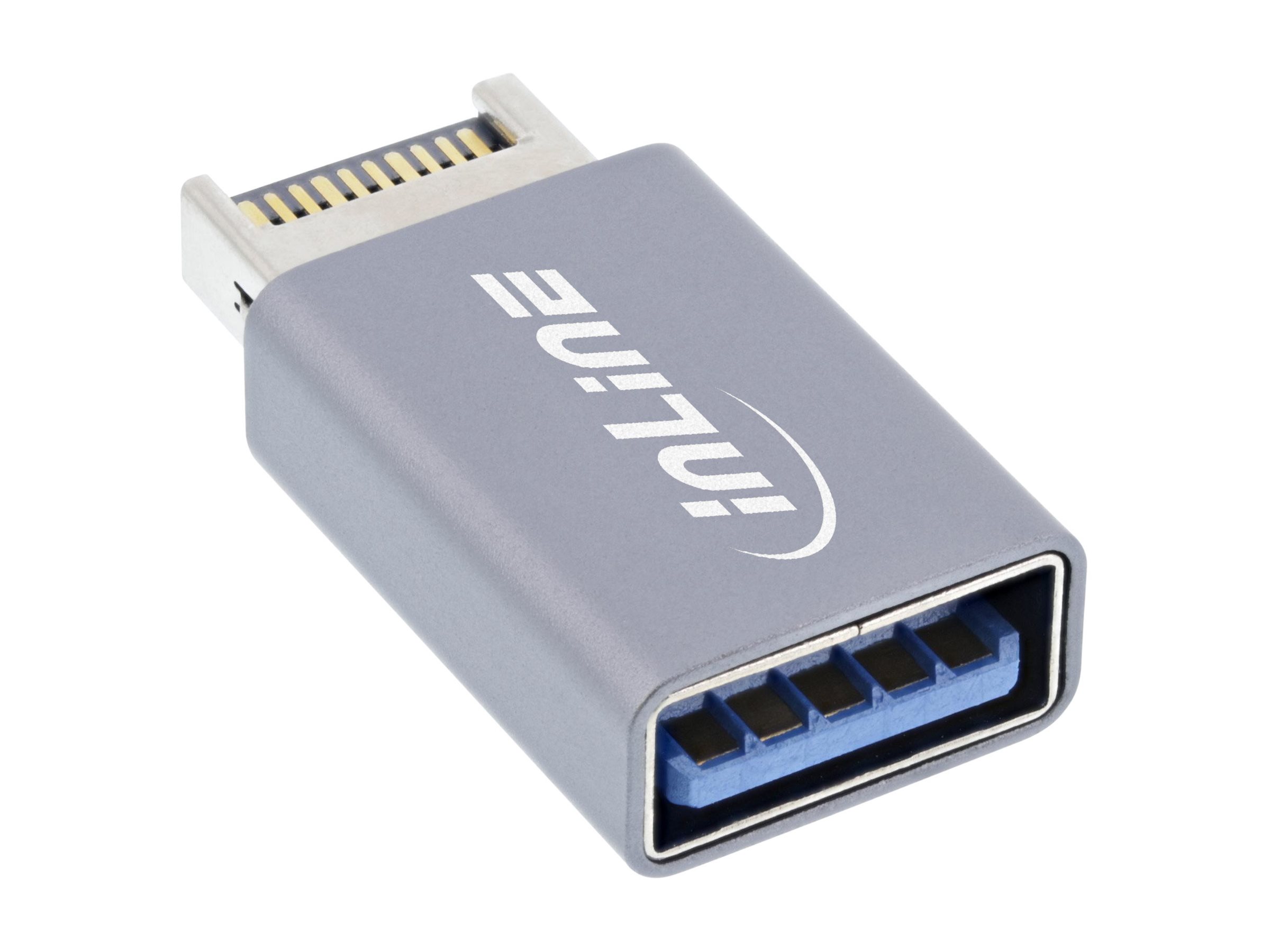 InLine USB 3.2 Adapter intern USB-E Frontpanel zu USB-A Buchse Grau