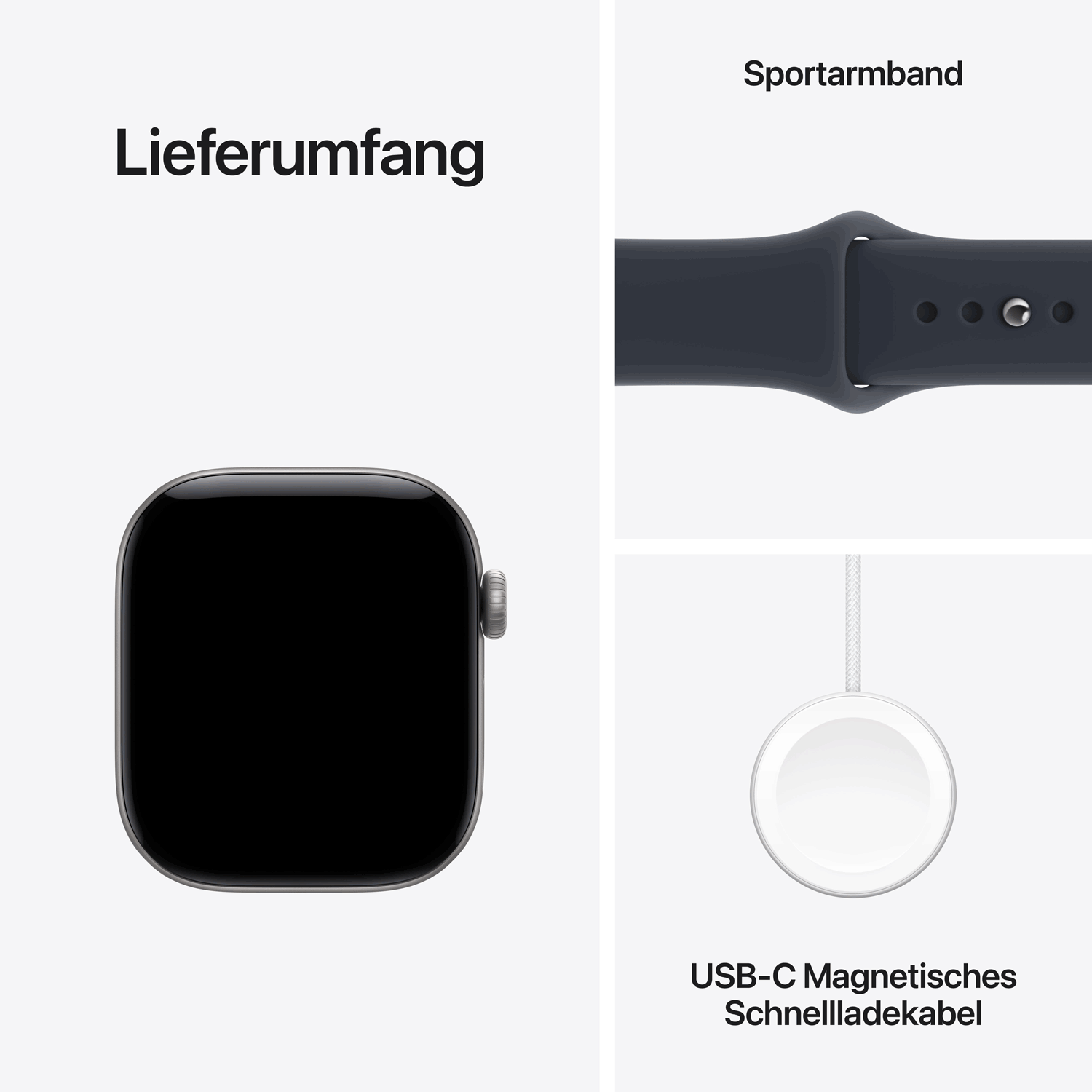 Apple Watch Series 12 GPS 42mm Space Grey Aluminium Gehäuse mit Navy Blue Sport Band M/L