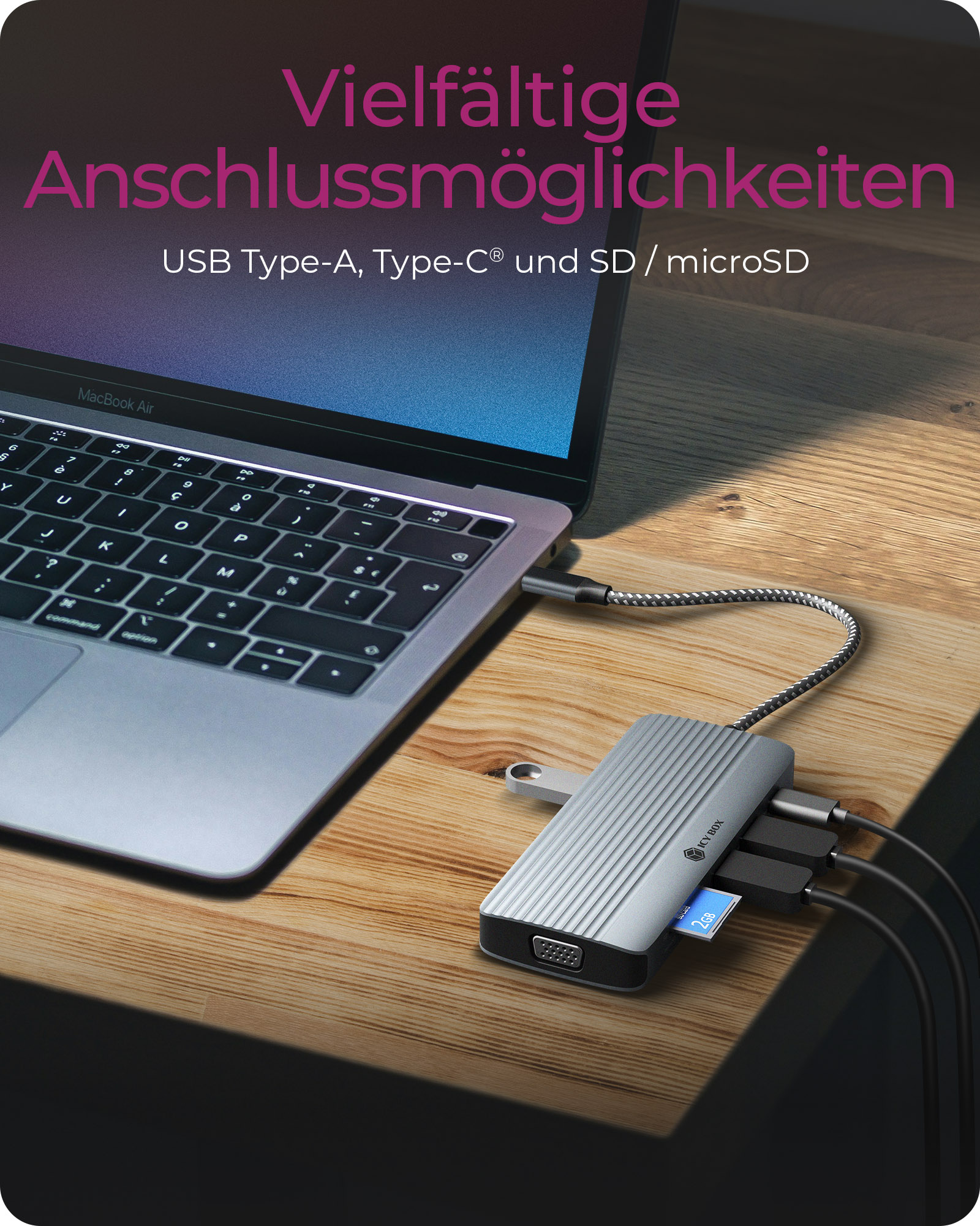 ICY BOX IB-DK4040a-CPD USB-C Dockingstation, HDMI 4K@60Hz, VGA, 100W Power Delivery, Silber/Schwarz