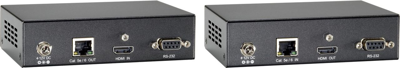 LevelOne HVE-9200 HDMI O.CAT.5 EXT.KIT HDMI-über-Cat-5-Verstärkerset, HDBaseT, 100m, Einfache Plug-and-Play-Installation, Built-in EDID Hotplug Detection, EDID priority management of HDMI outputs (59092403)