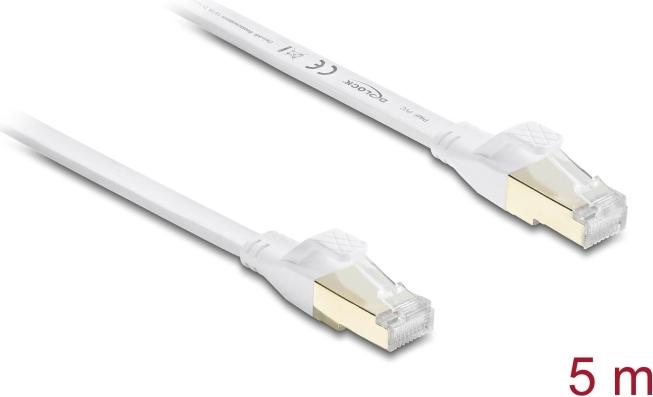 Delock RJ45 Flachband Patchkabel Cat.8.1 U/FTP bis 40 Gbps 5 m weiß (81028)