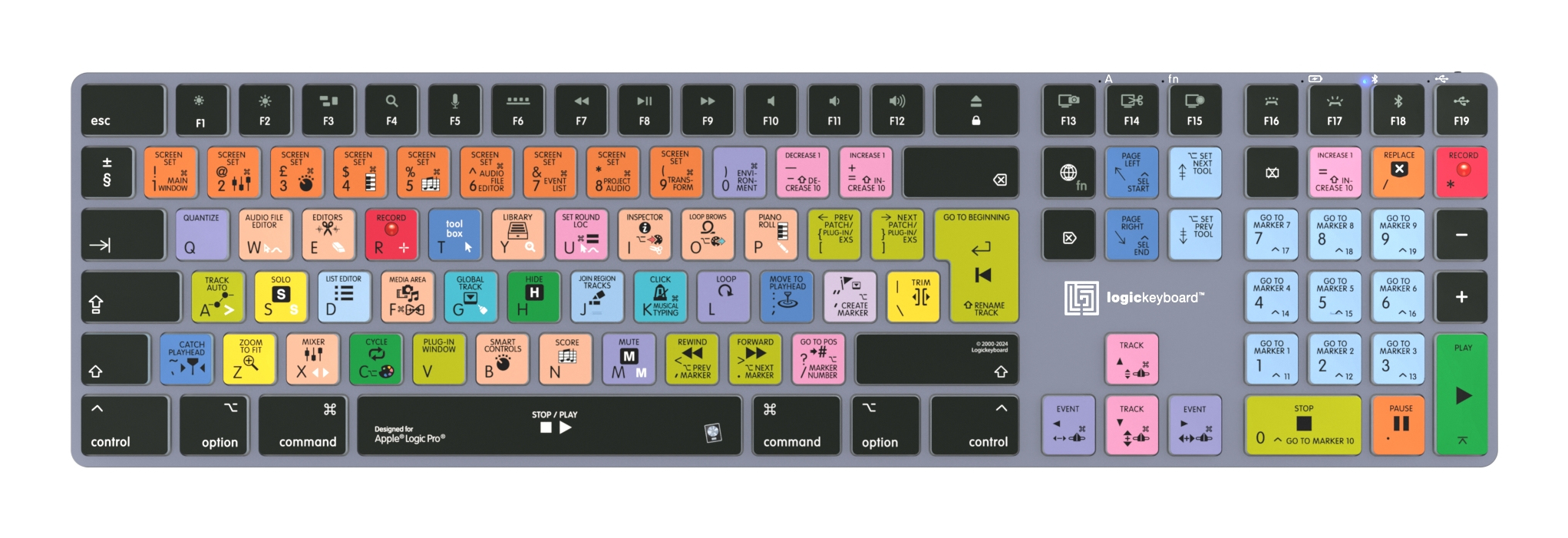 Logickeyboard Apple Logic Pro X2 Titan Mac Tastatur Bluetooth QWERTZ Deutsch Grau Titan