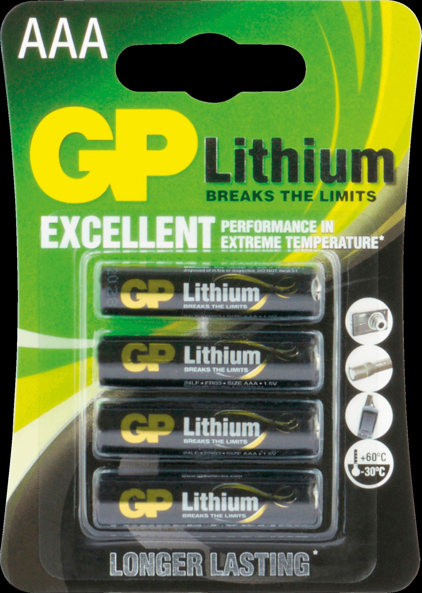 GP Batteries Lithium Primary AAA Einwegbatterie Alkali (07024LF-C4)