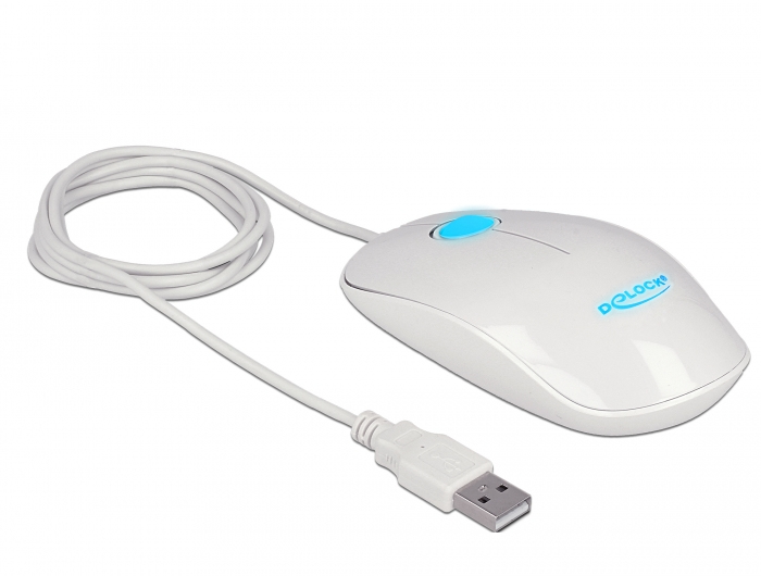 Delock 12537 Beidhändige Maus USB Typ-A 1200 DPI Glossy White