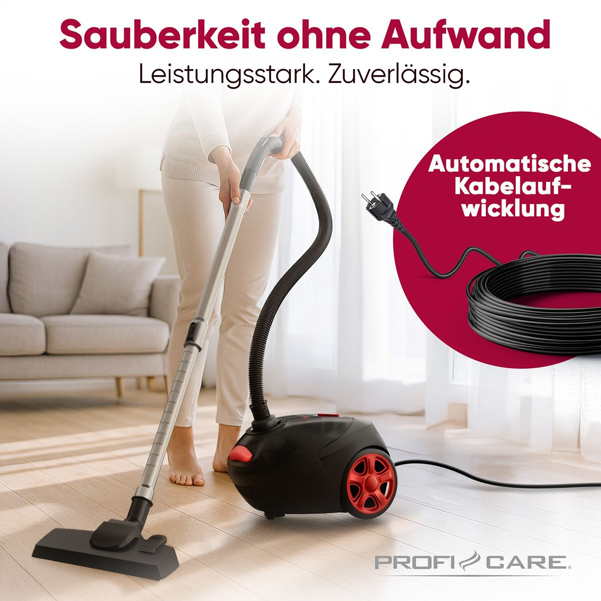 Clatronic Profi-Care PC-BS 3141 Bodenstaubsauger 700 W HEPA Anthrazit Rot