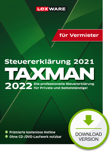 LEXWARE ESD TAXMAN 2022 für Vermieter Download (06860 2013)  - Onlineshop JACOB Elektronik