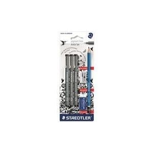 STAEDTLER Pigmentliner Set, schwarz, Blisterkarte lange Metallspitze ideal für Lineale und Schablonen, - 1 Stück (308 SBK3P)