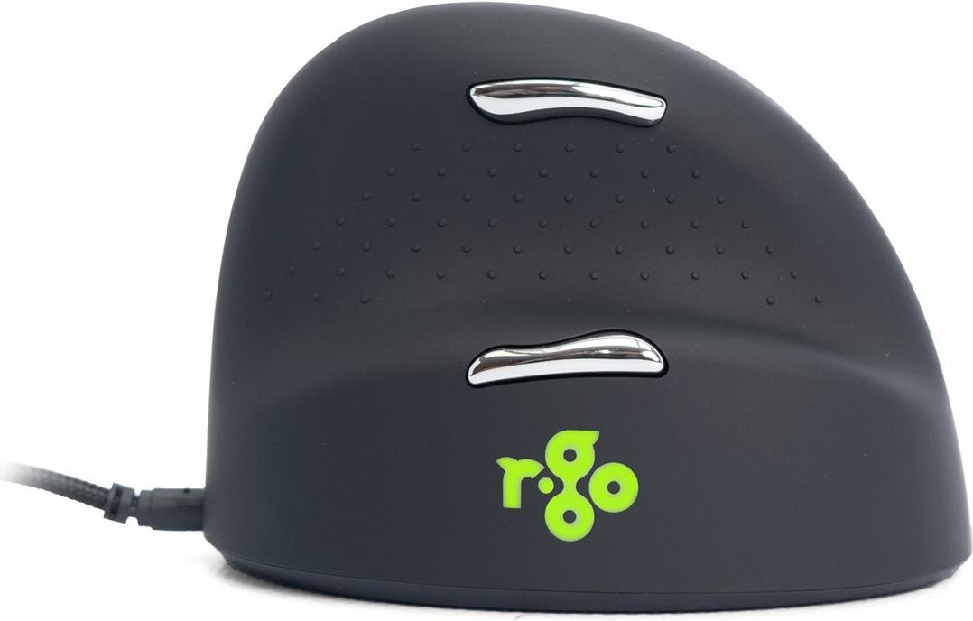 R-Go Tools Ergonomische Maus HE Break Rechtshänder Medium USB 2400 DPI 5 Tasten Schwarz/Silber