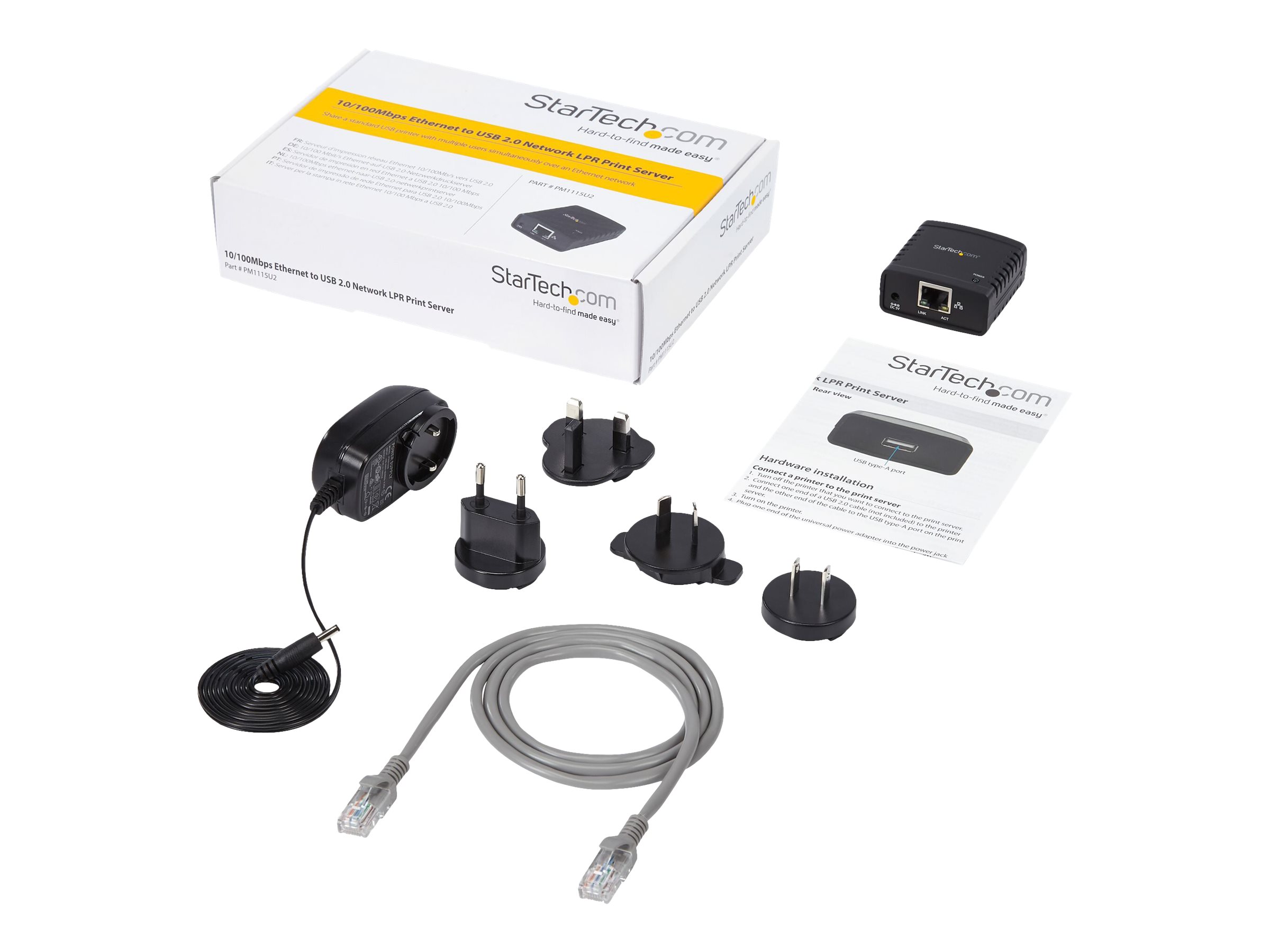 Startech PM1115U2 10/100 Mbit/s Ethernet USB 2.0 Druckserver Schwarz