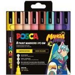 POSCA Pigmentmarker PC-5M, 8er Set MANGA HERO wasserfest, lichtbeständig, geruchsfrei, Rundspitze, - 1 Stück (PC5M/8APF ASS74)