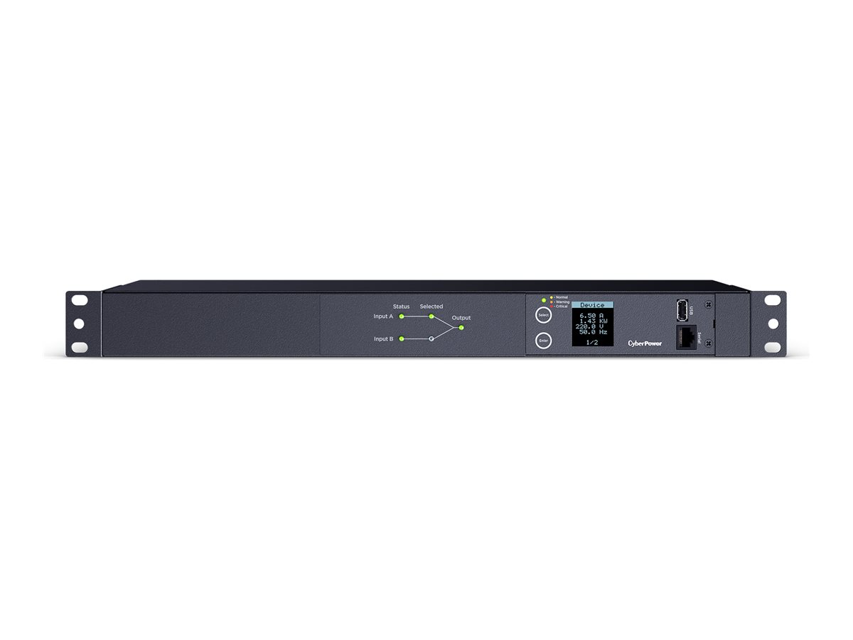 CyberPower Metered ATS Series PDU24005 Stromverteilereinheit 10 Ausgänge 200-240 V 1U Schwarz