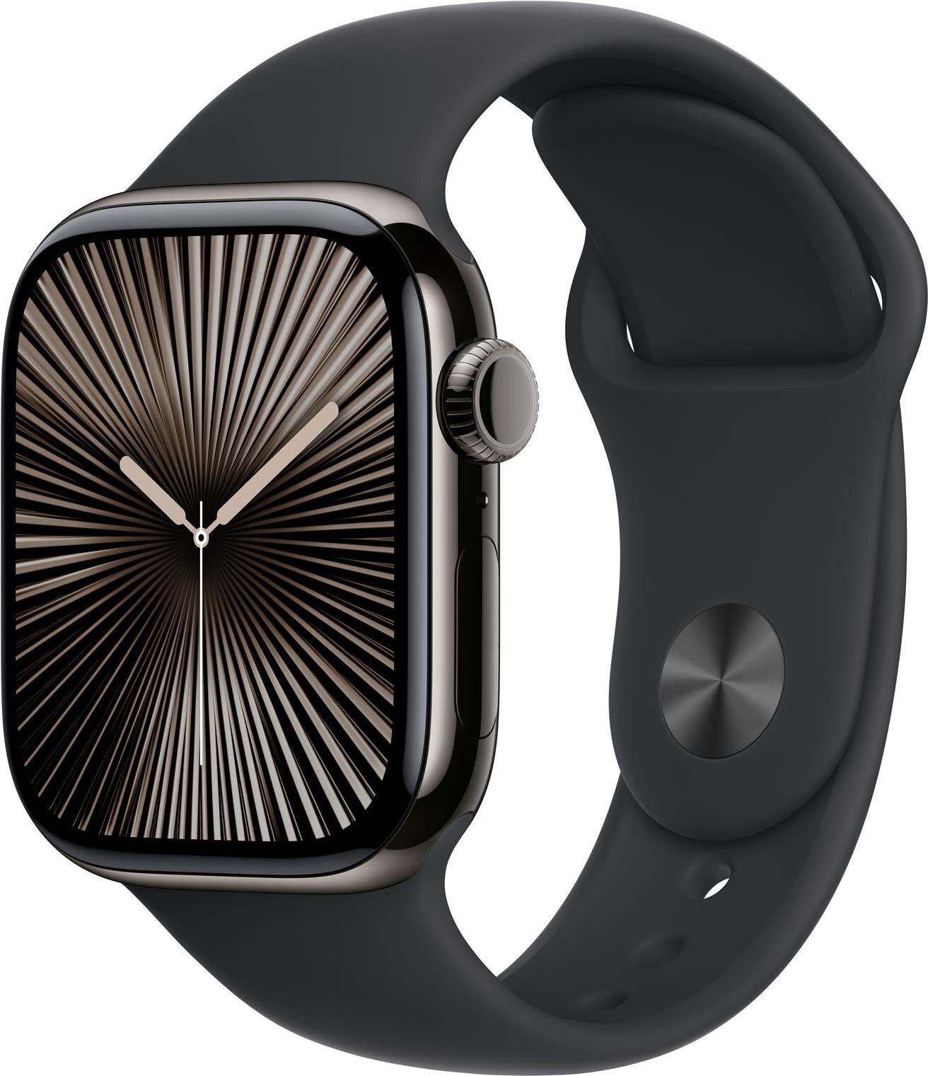 Apple Watch Series 10 (GPS + Cellular) 42 mm Slate Titanium mit Black Sport Band