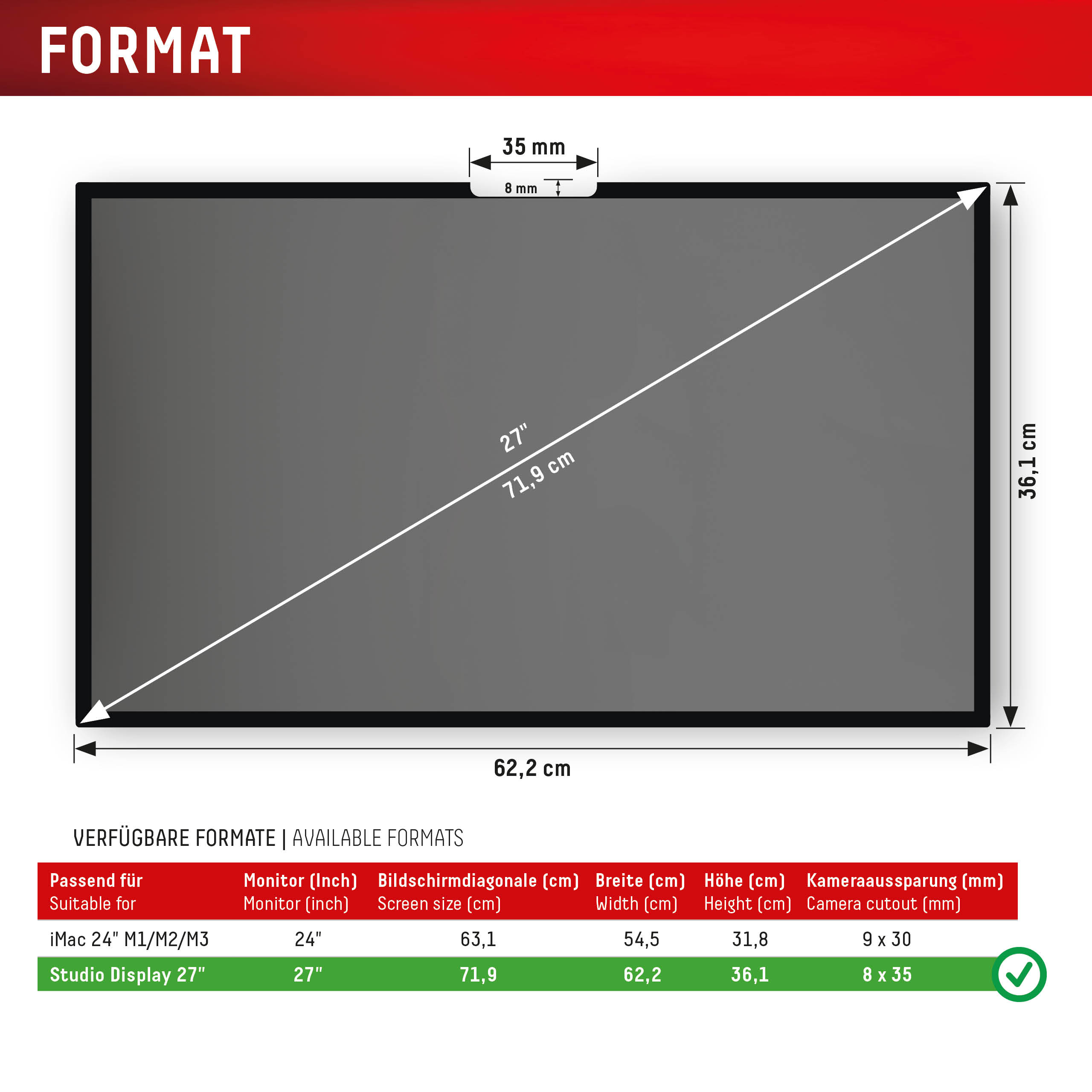 Displex Privacy Safe Blickschutzfilter für Apple Studio Display 27" Magnetisch 2-Wege Rahmenlos Blau