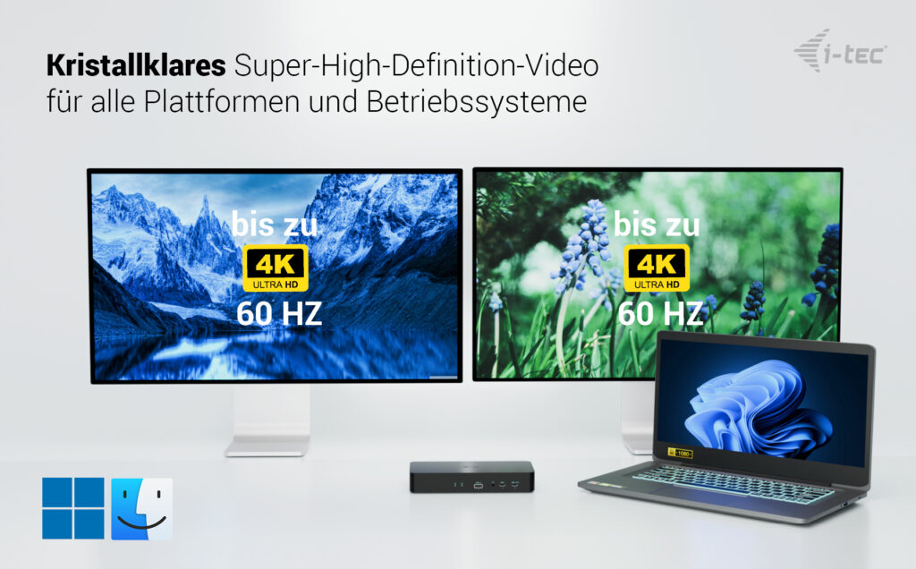 i-Tec CAINTGDUAL4KDOCPD Dockingstation USB-C Thunderbolt 5 2x HDMI 2x DP Schwarz
