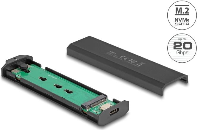Delock Externes USB Type-C 20 Gbps Combo Gehäuse für M.2 NVMe PCIe oder SATA SSD (42031)