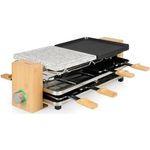 Princess Pure 8 Raclette Antihaftbeschichtung, 8 Pfännchen Schwarz, Stein, Bambus (01.162955.01.001)