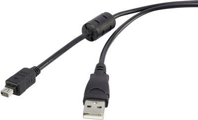 Renkforce USB 2.0 Anschlusskabel [1x USB 2.0 Stecker A - 1x Olympus] 1.50 m Black mit Ferritkern, vergoldete Steckkontakte (RF-4536474)