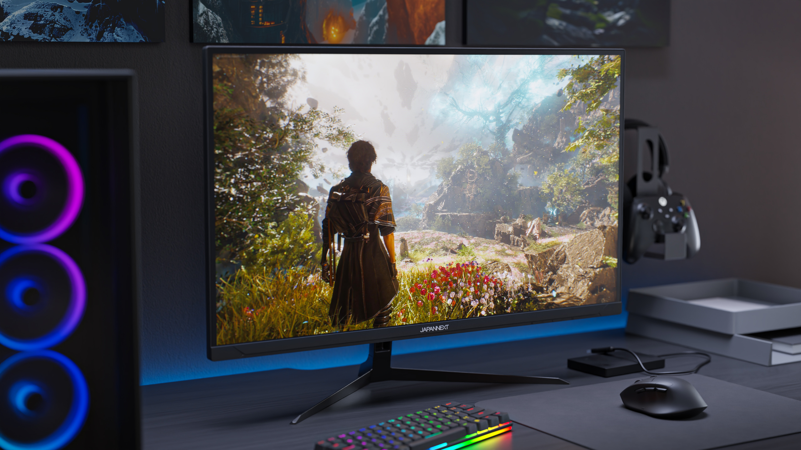 JAPANNEXT Gaming Monitor 27" Dual Mode 160Hz/4K (3840x2160) & 320Hz/FHD (1920x1080) 0,5ms | HDR | Neigungsverstellbar Integrierte Lautsprecher | 100% sRGB G-Sync/FreeSync (JN-I270UHD16FHD32)