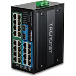 TRENDnet Industrie Switch 26Port Gbit PoE+ Metall DIN-Rail (TI-PG262)