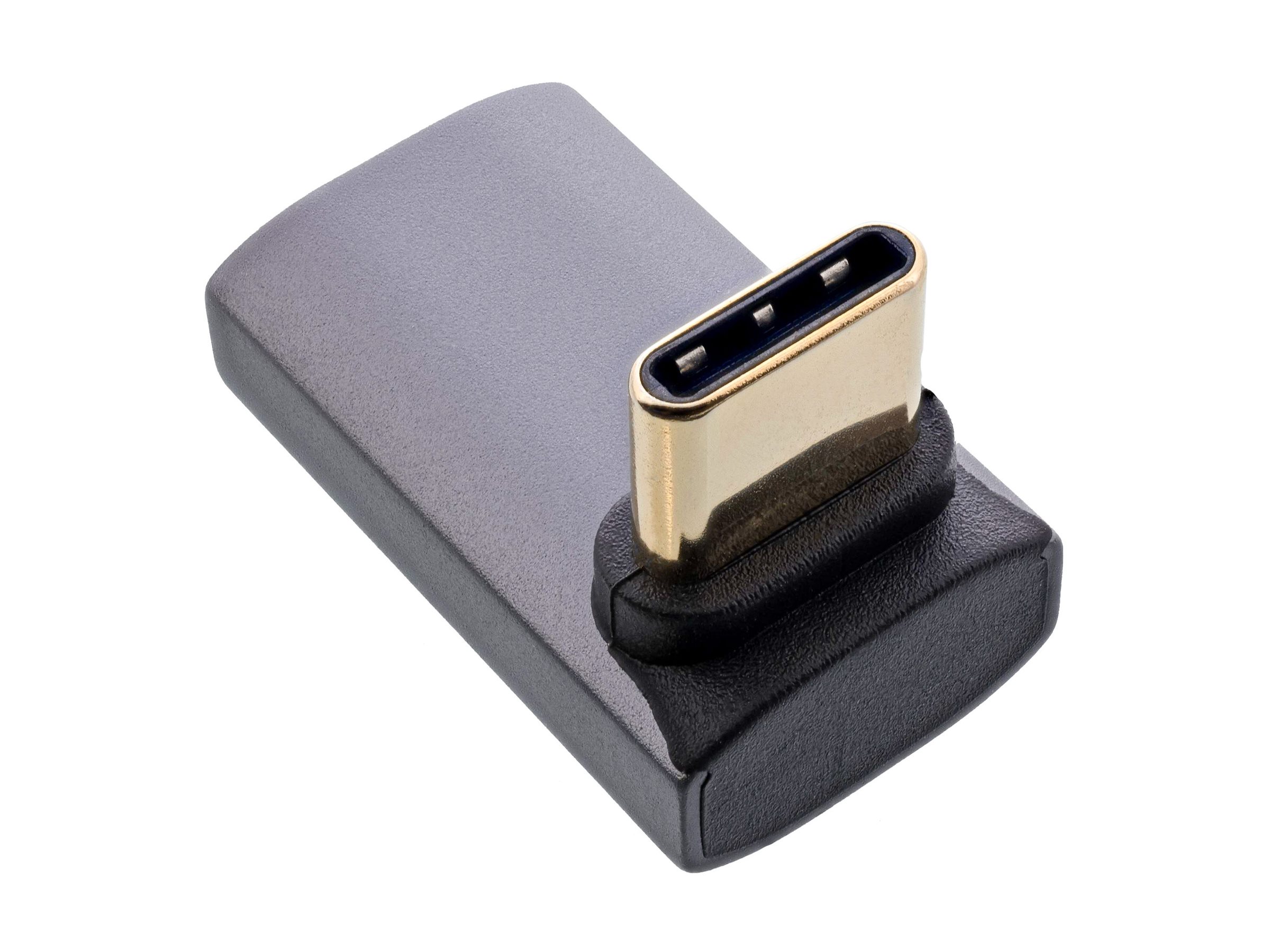 InLine USB4 Adapter USB-C Stecker/Buchse oben/unten gewinkelt 240 W 40 Gbit/s Aluminium Grau
