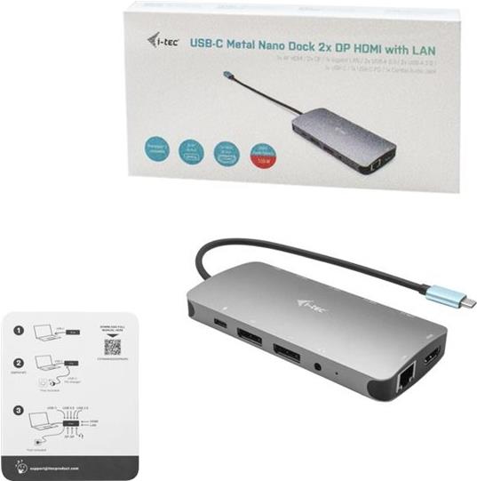 i-Tec USB-C Metal Nano Dockingstation Power Delivery 100 W Silber
