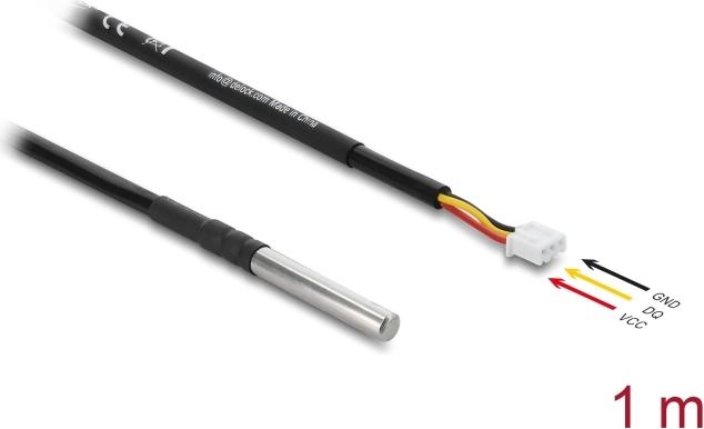 Delock Temperaturfühler-Kabel mit 3 Pin Pfostenbuchse DS18B20 1 m (91386)