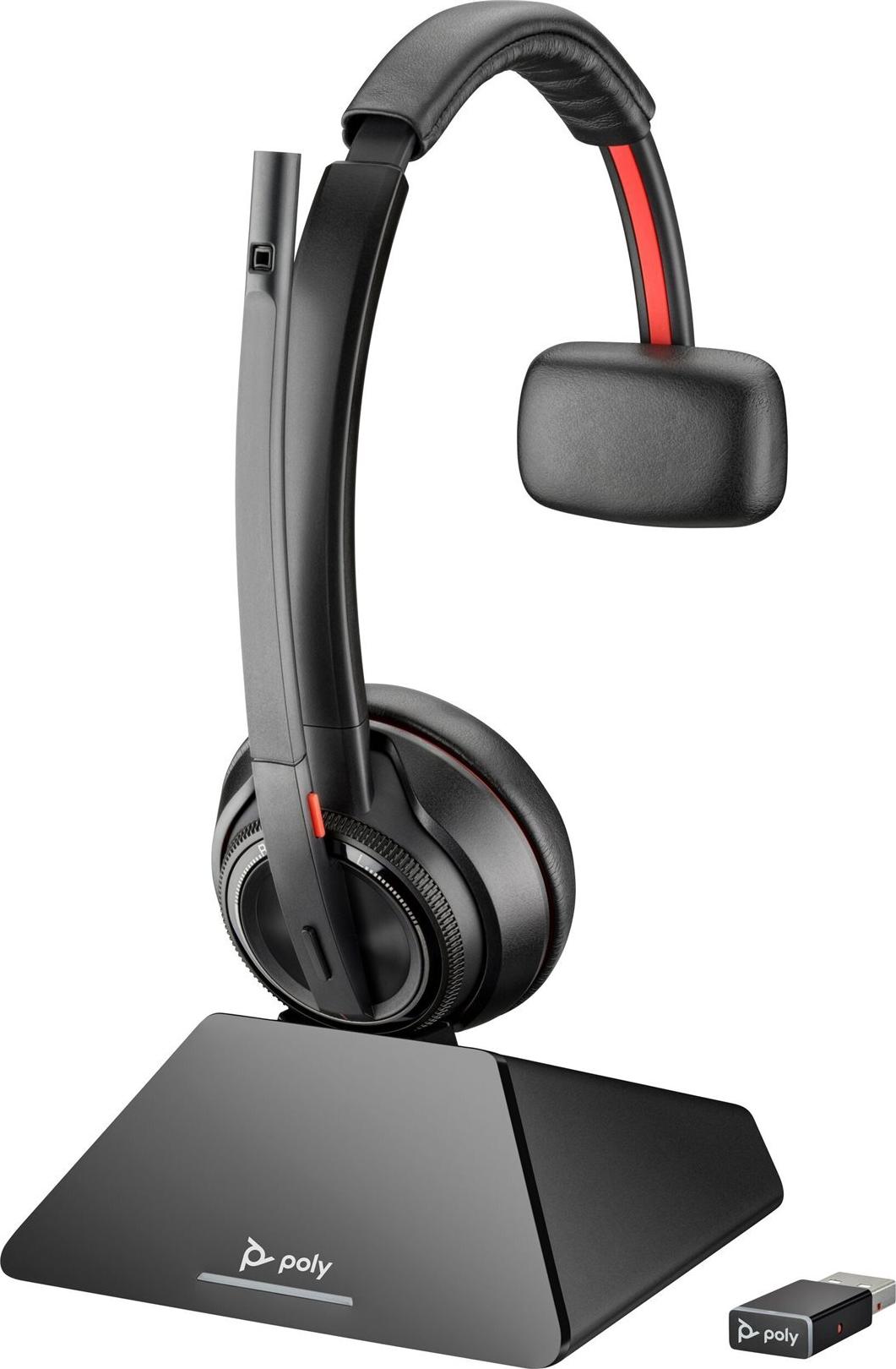 HP Poly Savi 8220 Kabelloses DECT Bluetooth Headset mit Ladestation Schwarz