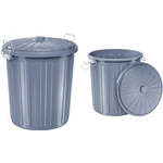 helit Abfalltonne mit Deckel, grau, 55 Liter deckender & matter Kunststoff, 2 Metallbügel zum - 1 Stück (H2405783)