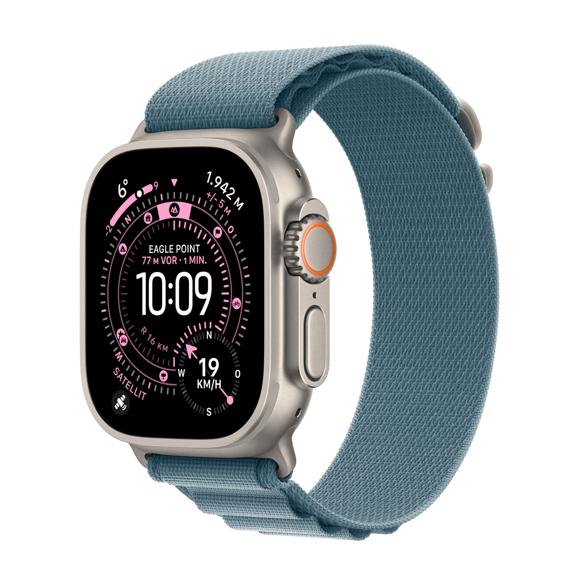 Apple Watch Ultra 3 Titanium Cellular 49mm Natur (Alpine Loop hellblau) Medium (MEWM4QF/A)