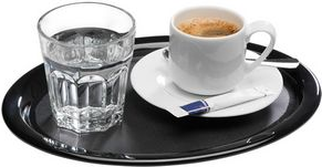 APS Serviertablett KAFFEEHAUS, oval, Melamin schwarz Rand eingerollt, Maße: (B)260 x (T)200 x (H)15 mm - 1 Stück (84251)