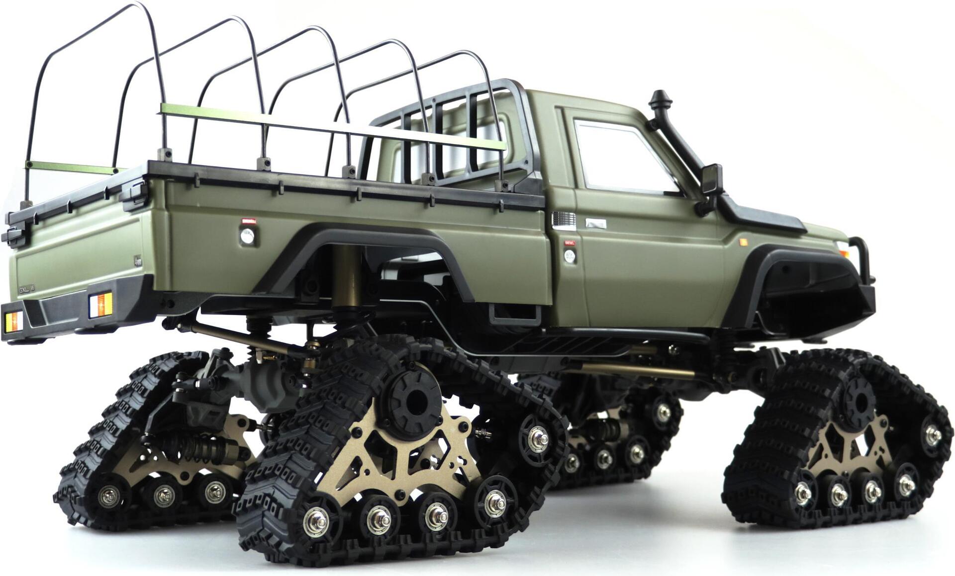 Amewi AMXRock RCX10PTS Scale Crawler Pick-Up mattgrün 1:10, RTR Brushed 1:10 RC Modellauto Elektro Crawler RtR 2,4 GHz (22463)