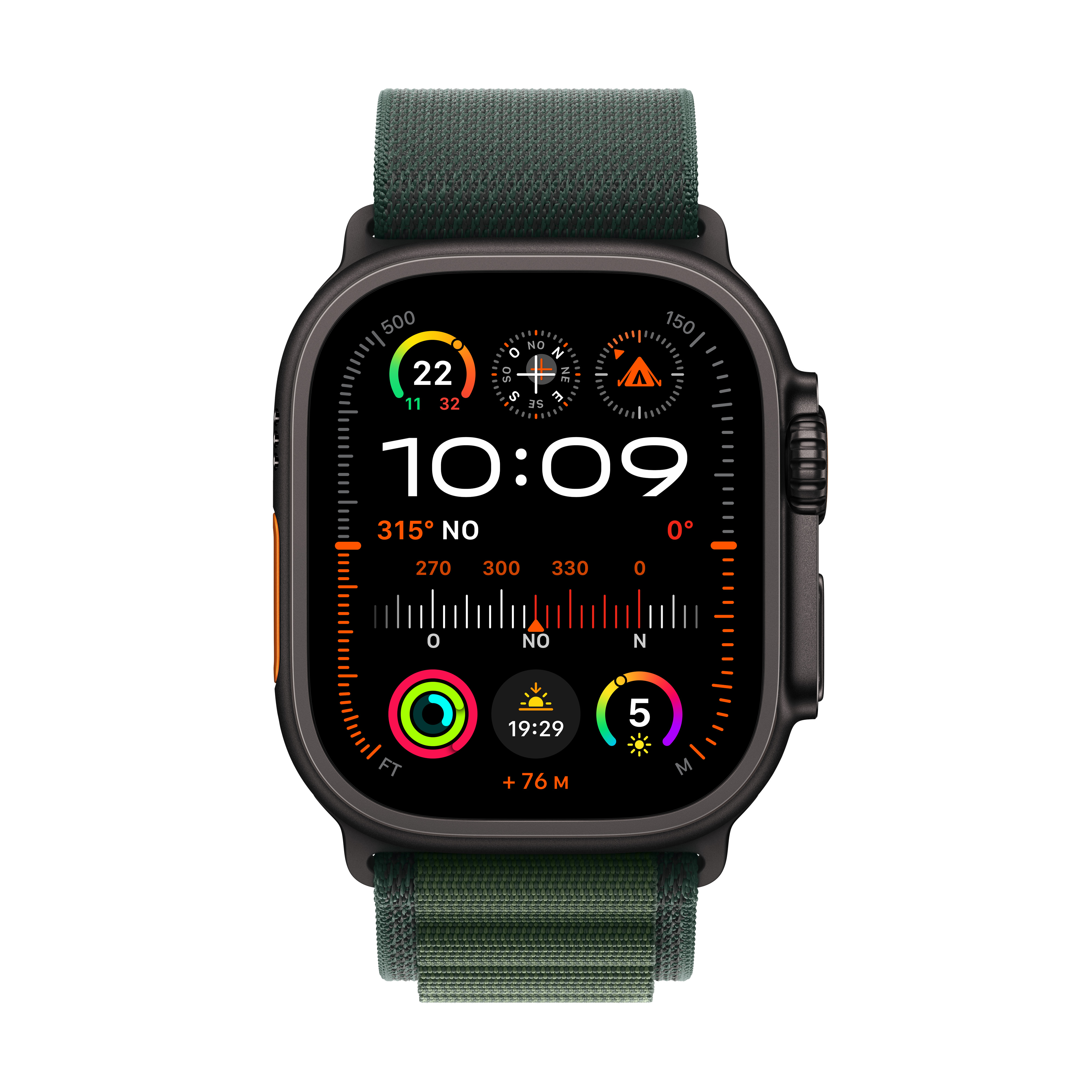 Watch Apple Watch Ultra 2 (2024) LTE 49mm Black Titanium Case with Alpine Loop M - Dark Green (MX4R3NF/A)