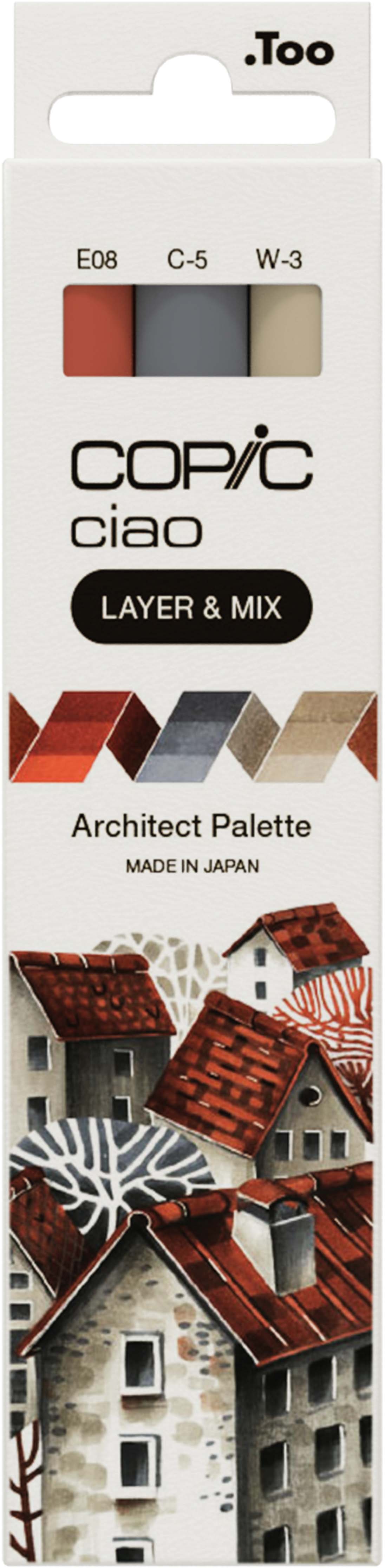 Copic Ciao LAYER & MIX Architect Palette Layoutmarker-Set 3 St. Beige, Braun, Warmes Grau