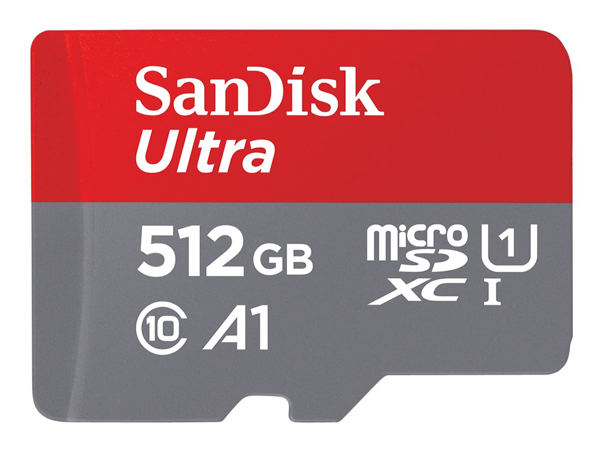 SanDisk Ultra 512 GB microSDXC UHS-I A1 Class 10 Flash-Speicherkarte Grau, Rot