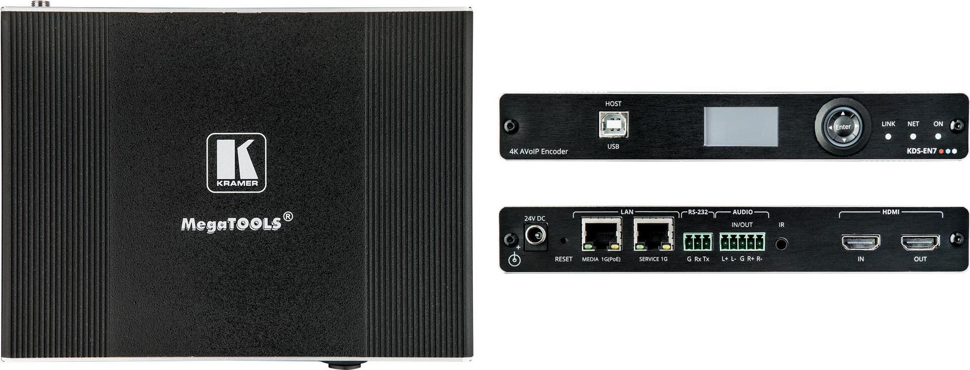 Kramer Hochleistungs AVoIP Enkoder für 4K60 4:2:0 HDR10 über Gigabit-Ethernet (60-000590)
