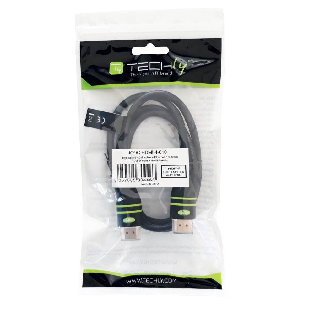 Techly HDMI-Kabel High Speed mit Ethernet 3 m Schwarz
