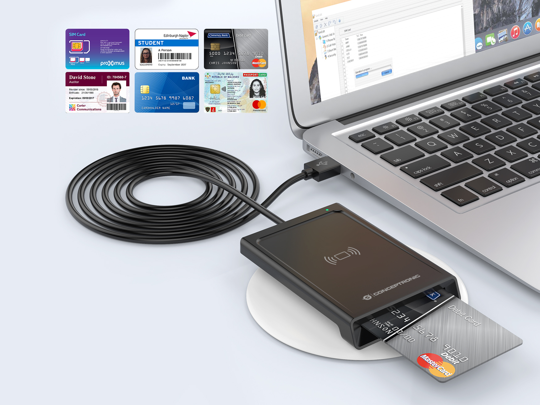 Conceptronic BIAN11B Smart-ID-Kartenleser Dual Interface USB 2.0 NFC Schwarz