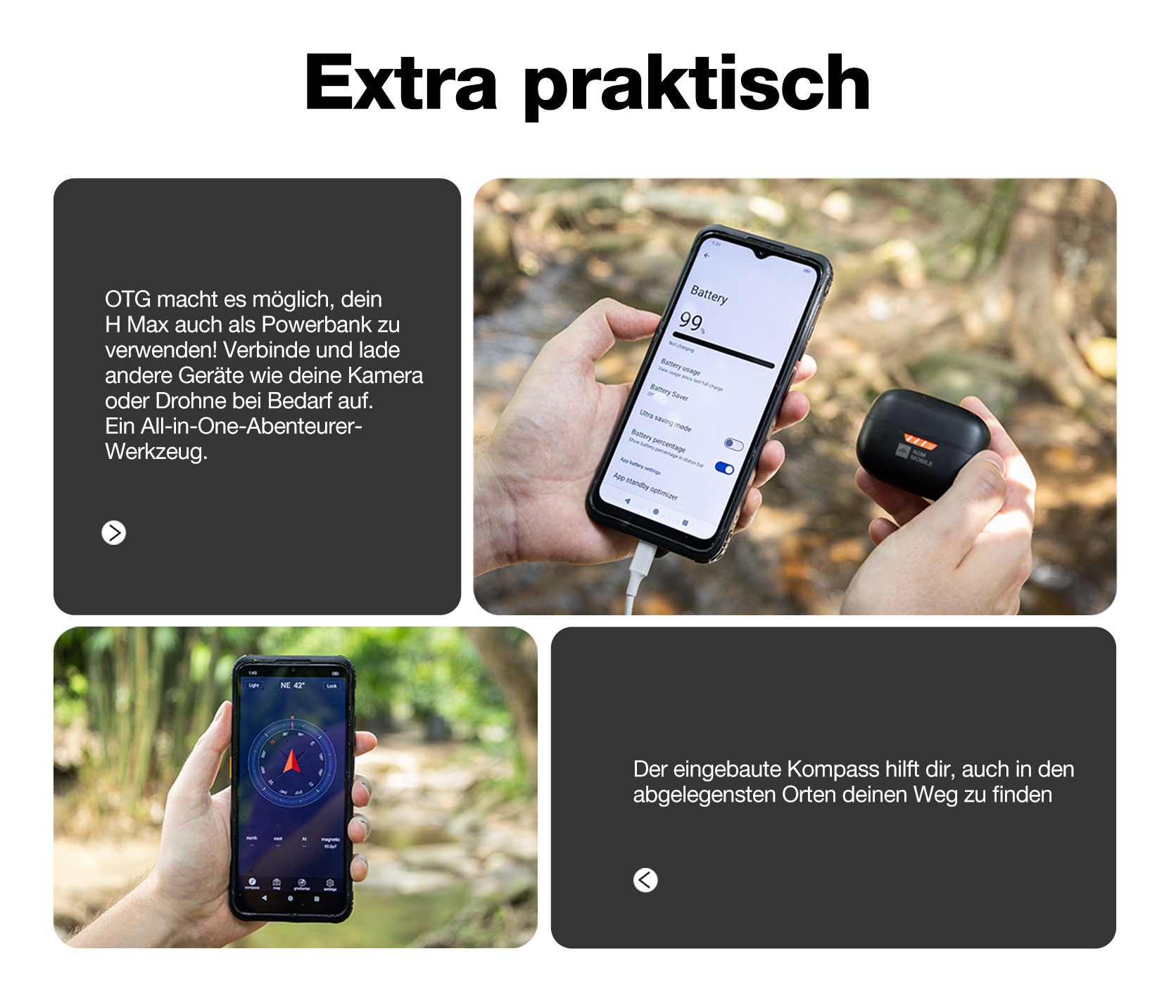 AGM H Max 4G Outdoor-Smartphone 6,56" 4 GB RAM 128 GB 10000 mAh Schwarz