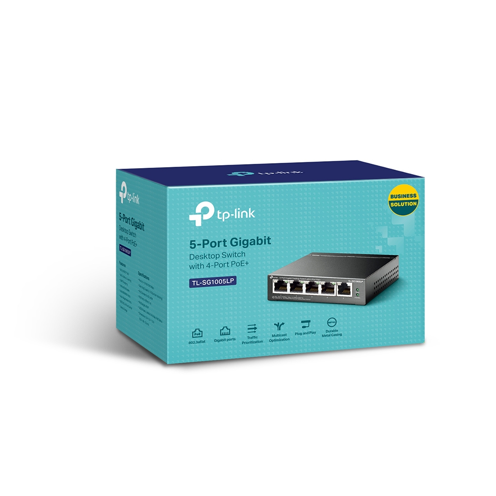 TP-Link TL-SG1005LP 5-Port Gigabit Switch 4× PoE+ 40 W Unmanaged Schwarz