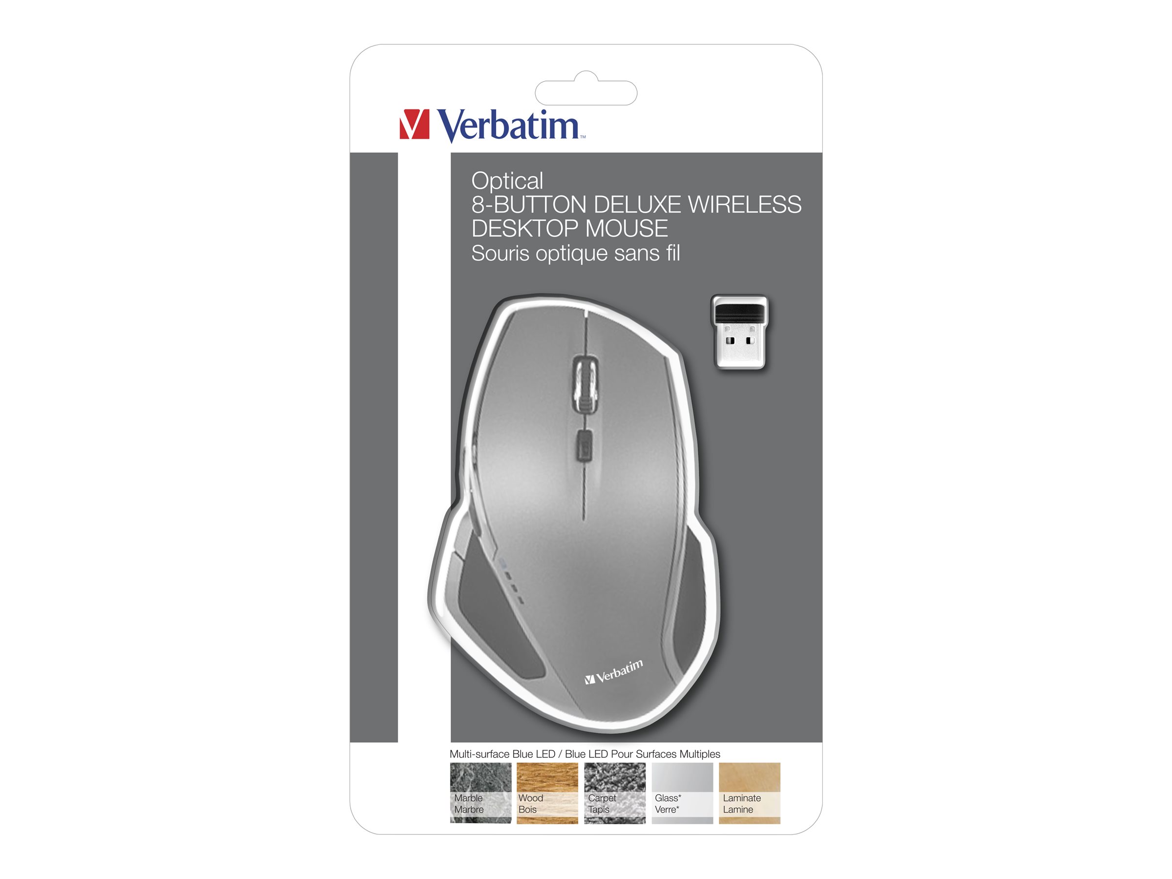 Verbatim Deluxe 49041 Kabellose Maus RF Wireless 2.4 GHz 8 Tasten Blue LED Schwarz/Grau