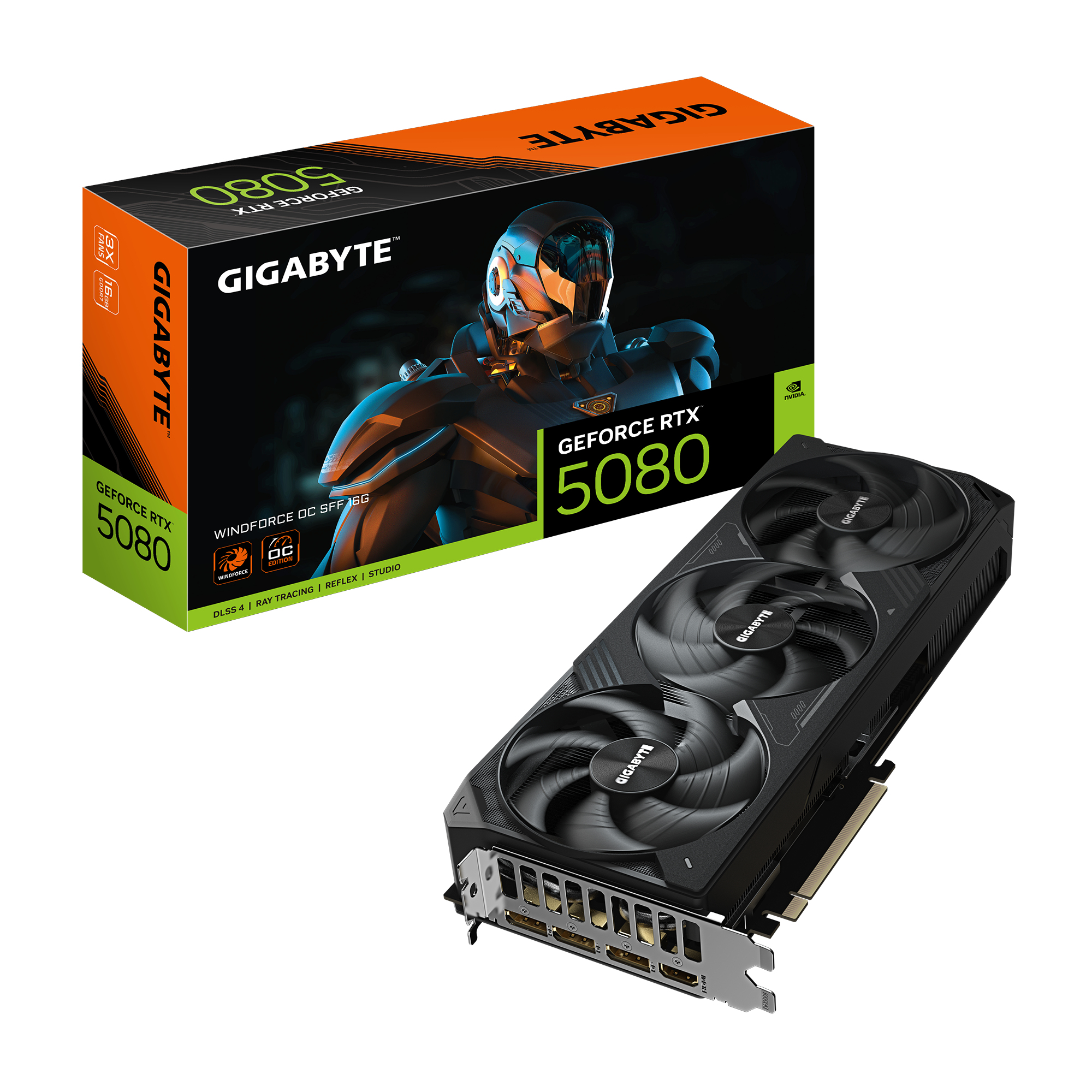 GIGABYTE GeForce RTX 5080 WINDFORCE OC SFF 16G 16 GB GDDR7 PCI Express 5.0 Schwarz