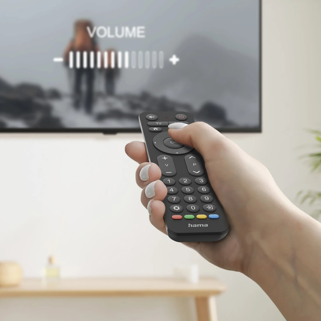 Hama Universal-Fernbedienung TV Infrarot für 2 Geräte große Tasten Schwarz