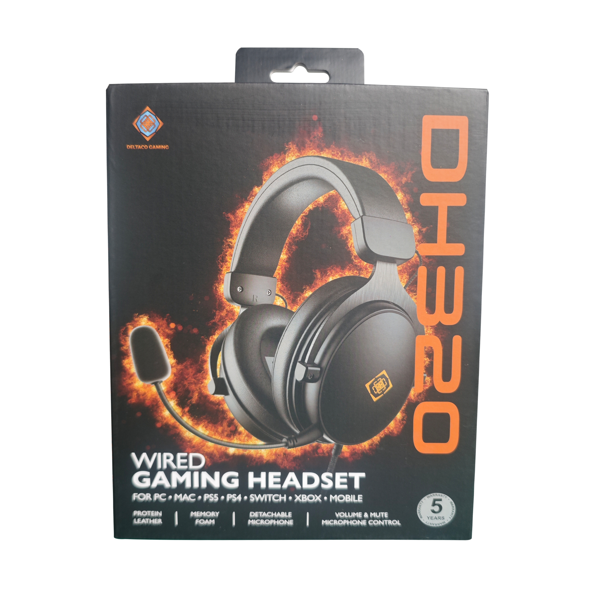 Deltaco GAM-190 Gaming Headset Kabelgebunden 3,5 mm Klinke Boom-Mikrofon Proteinleder Schwarz