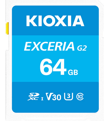 Kioxia Exceria G2 SDXC Speicherkarte 64 GB UHS-I U3 V30 Klasse 10 100 MB/s Blau