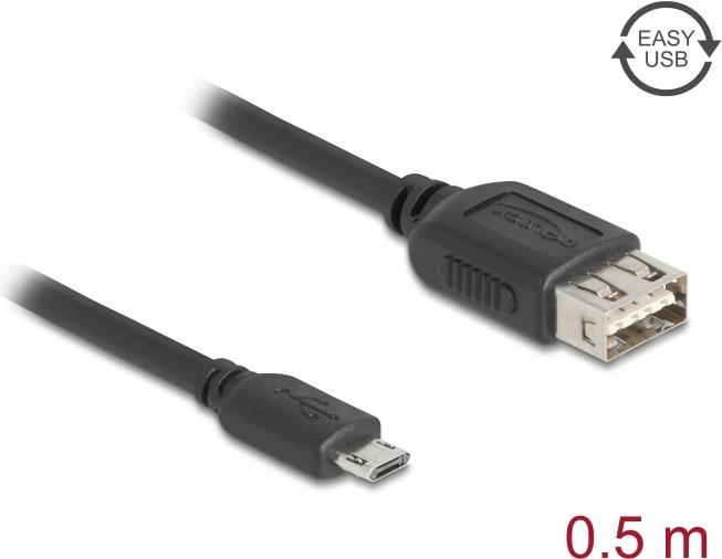 Delock USB 2.0 Kabel EASY Typ Micro-B Stecker zu Typ-A Buchse 0.5 (81517)