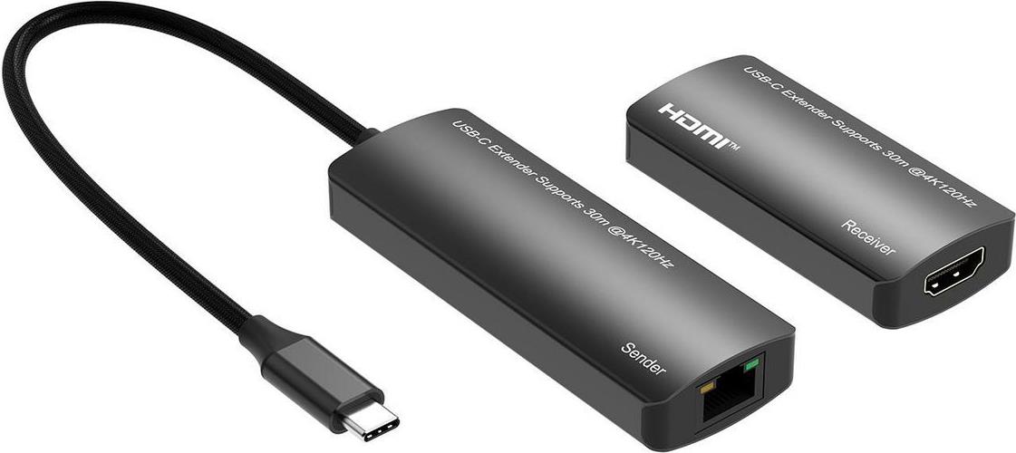 MicroConnect USB-C to HDMI Extender via ethernet 30m distance at (MC-USBCHDMIEXT-30M)